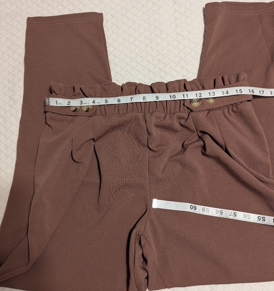 No Comment Plus NY-LA Women's Size 1X Brown Paperbag Pants Tapered Leg Pull On - Picture 14 of 16